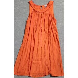 Nail Orange Sleeveless Shift Dress Women’s M Crochet Trim Keyhole Back
